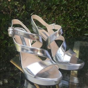 Prada Silver Heels Pumps Stilettos Sandals 9.5